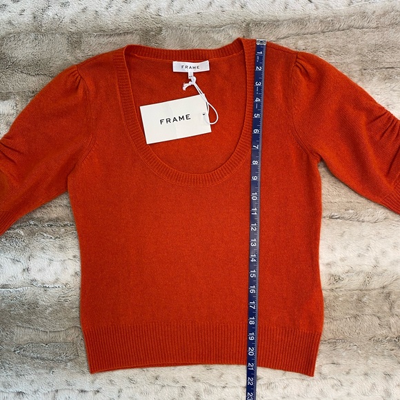 NWT💕FRAME Denim Scoop Neck Sweater in MANDARIN Size S - Picture 10 of 14